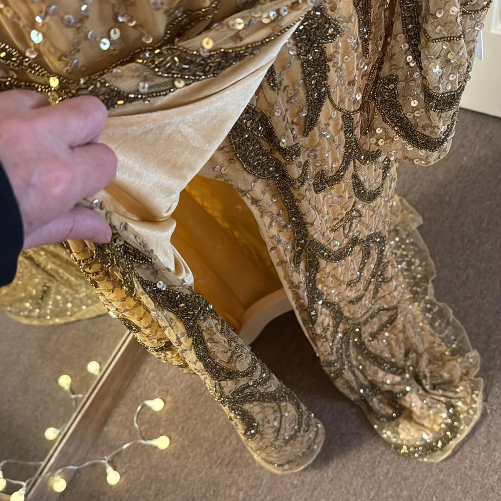 Mac Duggal Gold One Shoulder Dress - Picture 9 of 16